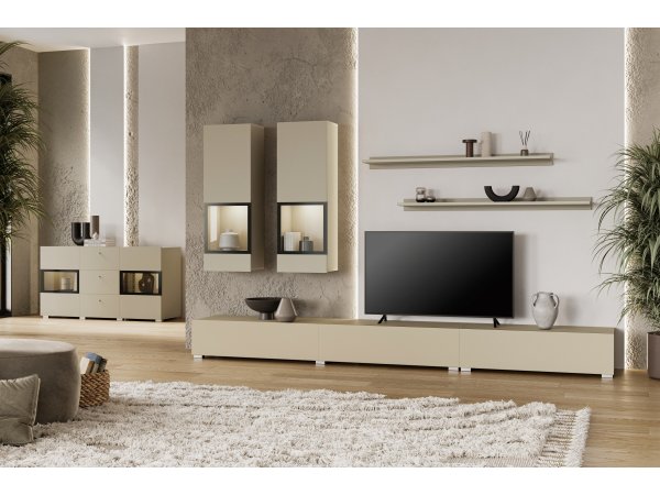 Komoda BAROS světle béžová/černá