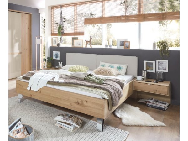 Moderní ložnice BARI 2 bílý dub/sklo champagne