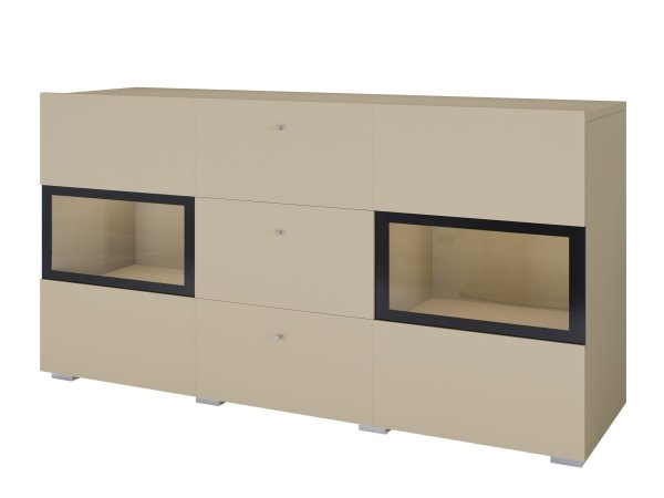 Komoda BAROS světle béžová/černá