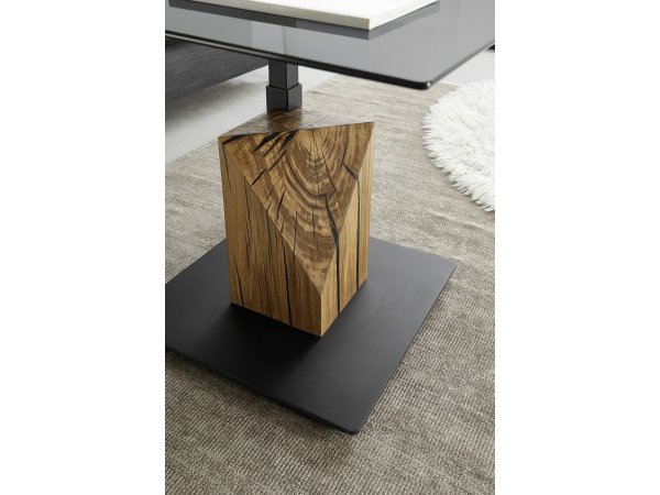 Konferenční stolek BALSTA 1 šedé sklo/ dub masiv olejovaný