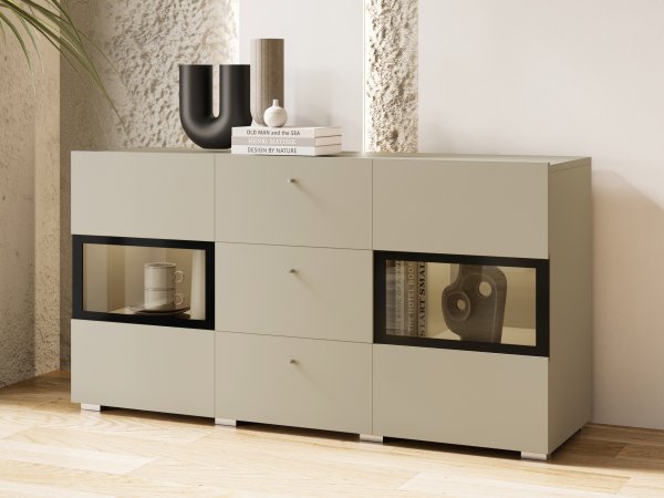 Komoda BAROS světle béžová/černá