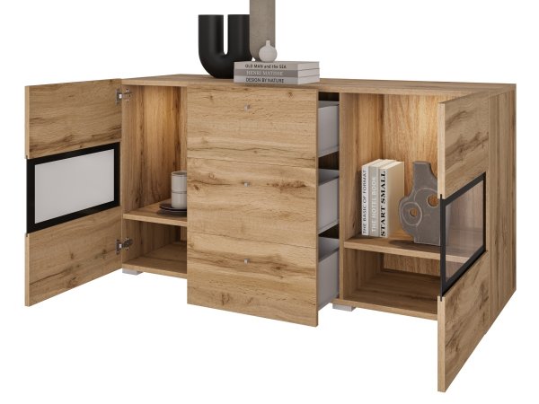 Komoda BAROS dub wotan/černá