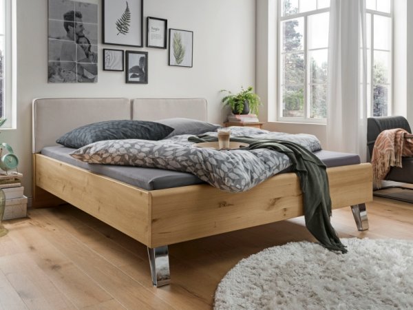 Moderní ložnice BARI 1 bílý dub/sklo champagne