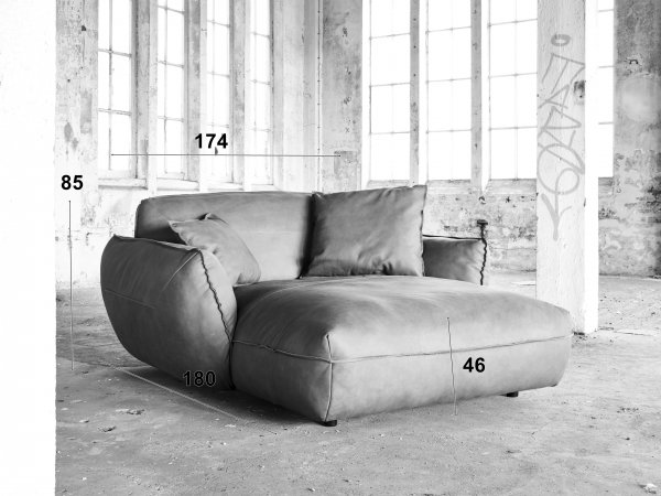 Kožené prodloužené křeslo - Longchair BE CHILLED