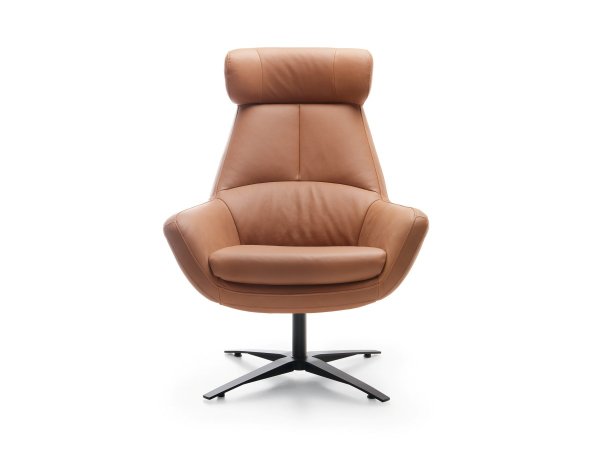 Kožené designové otočné křeslo s vysokým opěrem BE ORGANIC