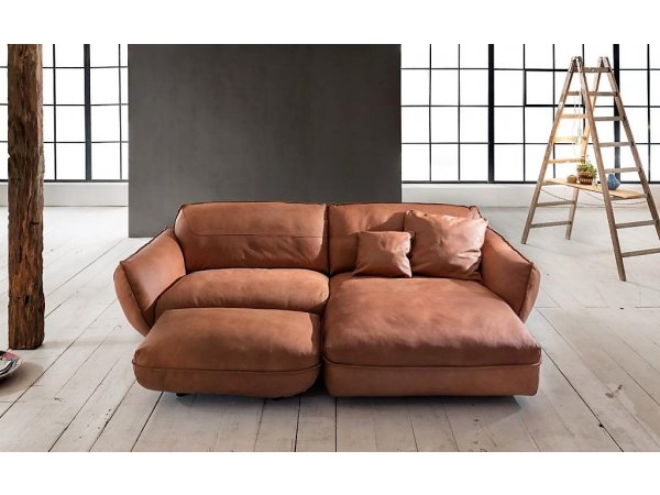 Kožené prodloužené křeslo - Longchair BE CHILLED