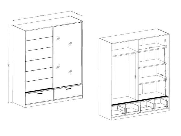 Šatní skříň BETA dub Mauvella