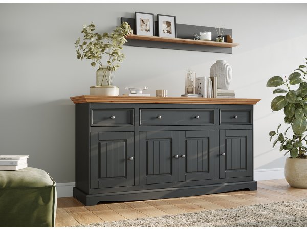 Komoda 4-dvéřová LUNO grafit/borovice