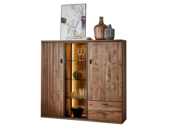 Nábytek do obývacího pokoje BORGEN 2 dub koňak, částečný masiv