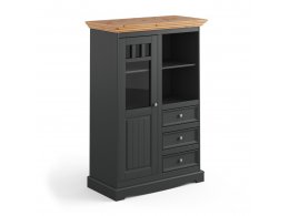 Vitrína 2-dvéřová LUNO nízká s vitrínou grafit/borovice