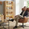 Kožené designové otočné křeslo s vysokým opěrem BE ORGANIC