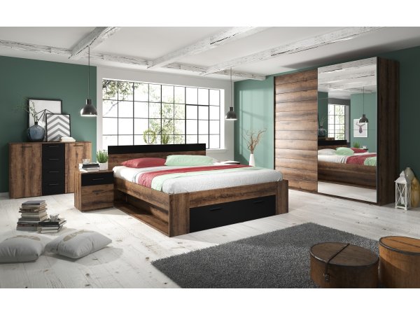 Moderní postel BETA 180x200 dub monastery/černá