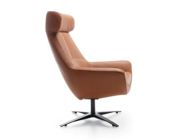 Kožené designové otočné křeslo s vysokým opěrem BE ORGANIC
