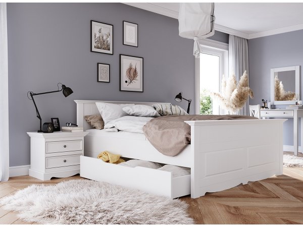 Postel LUNO s úložným prostorem z masivu