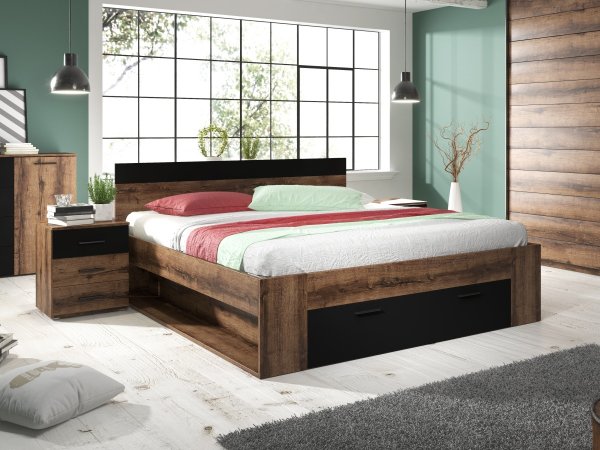 Moderní postel BETA 180x200 dub monastery/černá