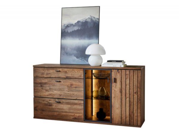 Nábytek do obývacího pokoje BORGEN 2 dub koňak, částečný masiv