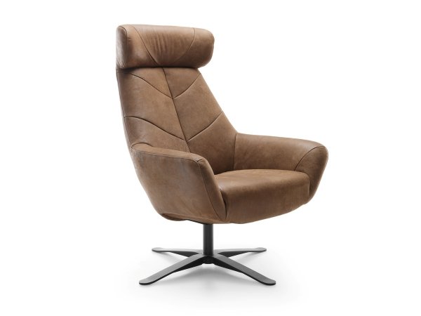 Kožené designové otočné křeslo s vysokým opěrem BE LEAF