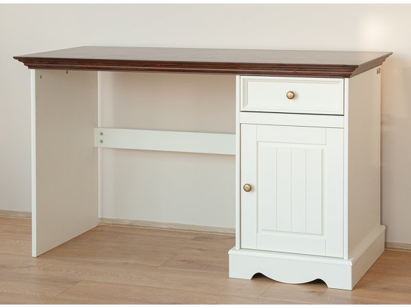 Pracovní stůl LUNO z masivu bílá/ořech