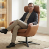 Kožené designové otočné křeslo s vysokým opěrem BE ORGANIC
