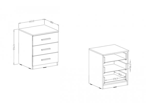 Noční stolek BETA dub monastery/černá