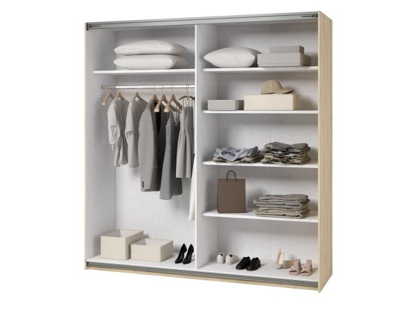 Skříň s posuvnými dveřmi se zrcadlem BETA dub San Remo/bílá