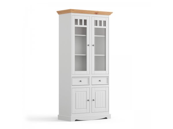 Vitrína 2-dvéřová LUNO bílá/borovice