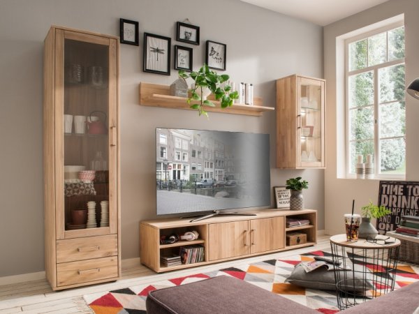 Dubový nábytek z masivu do obývacího pokoje MIDO sestava 2 dub bianco