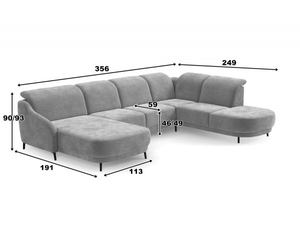 Rohová sedací souprava do tvaru U BLUES