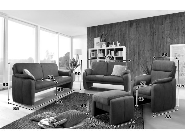 Sedací souprava BORNHOLM 3+2+1+taburet