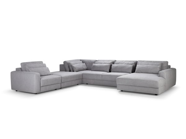 Rohová sedací souprava do tvaru U s posuvným opěrákem LEVANTE