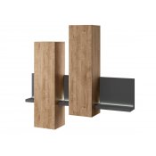 Závěsná vitrína BOTA s policí a osvětlením antracit/dub Ribbec