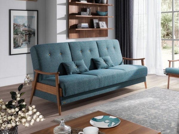 Houpací retro křeslo s dřevěnými područkami EGON