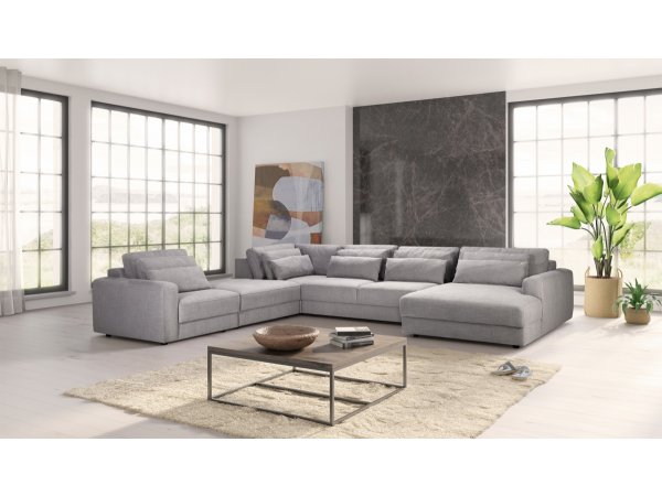 Rohová sedací souprava do tvaru U s posuvným opěrákem LEVANTE