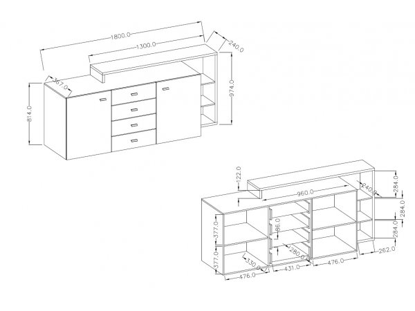 Komoda BOTA bílá/beton Colorado