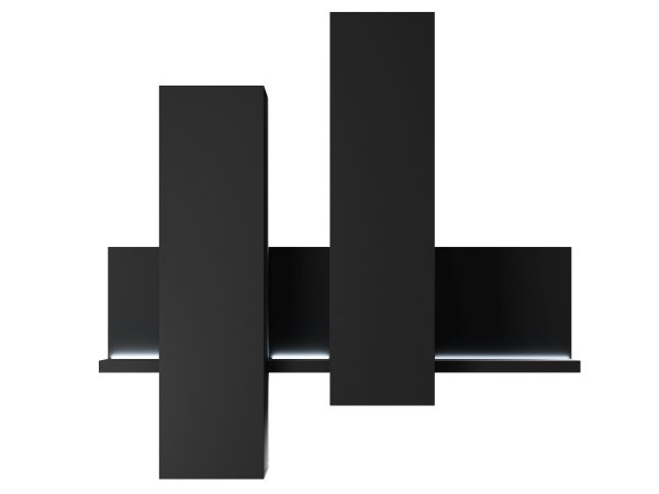 Závěsná vitrína BOTA s policí a osvětlením černá matná