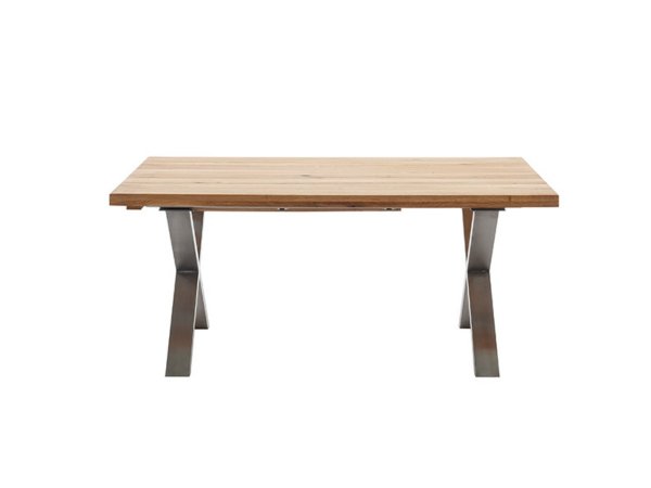 Rozkládací jídelní stůl z masivu BROOKLYN dub divoký/leštěná ocel