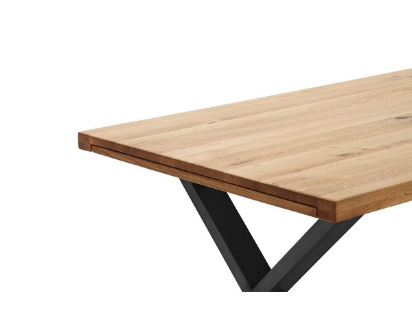 Rozkládací jídelní stůl z masivu BROOKLYN dub divoký/lak antracit