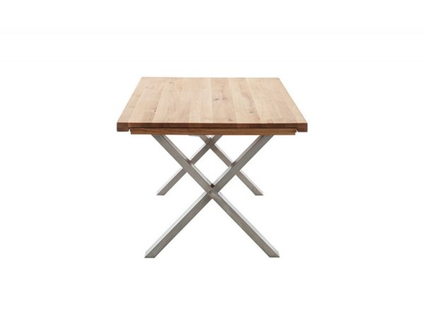 Rozkládací jídelní stůl z masivu BROOKLYN dub divoký/leštěná ocel