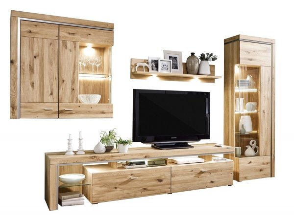 Nábytek z masivu do obývacího pokoje BRUNI dub sukatý bělený