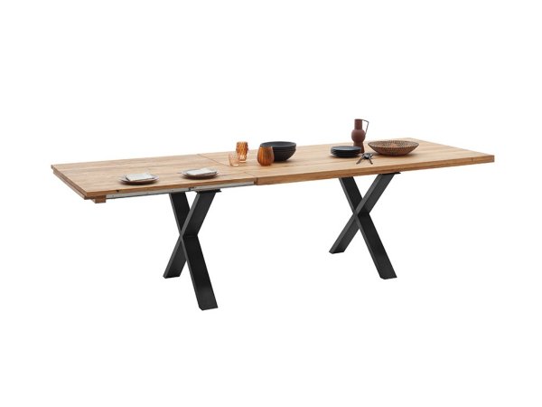 Rozkládací jídelní stůl z masivu BROOKLYN dub divoký/lak antracit