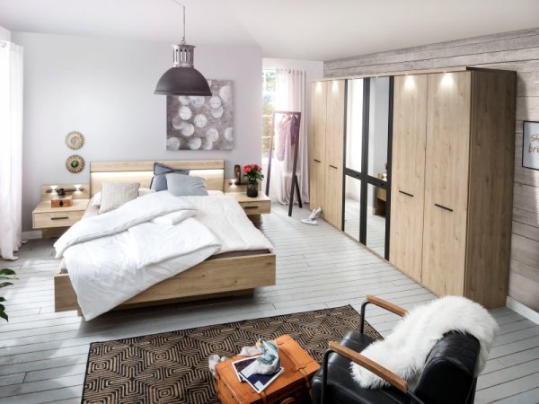 Moderní ložnice Brüssel dub stein/tmavá břidlice 5