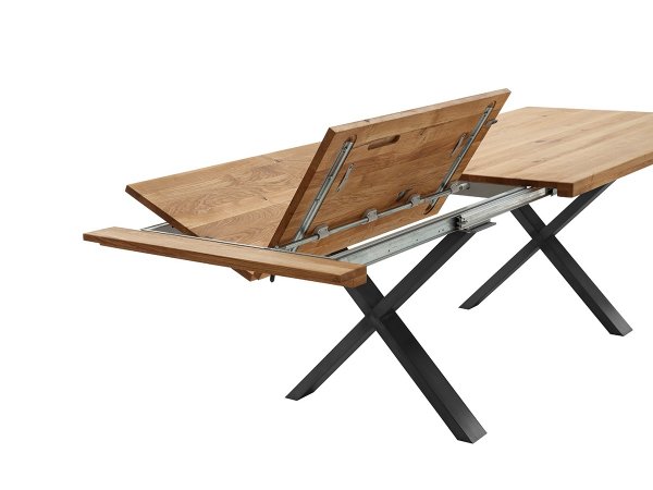 Rozkládací jídelní stůl z masivu BROOKLYN dub bělený/lak antracit