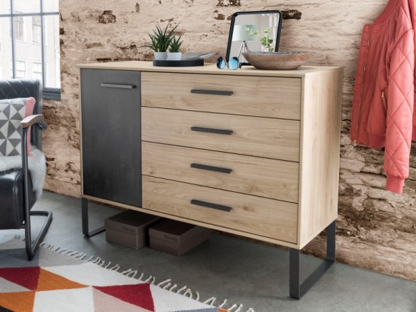 Moderní ložnice Brüssel dub stein/tmavá břidlice 2