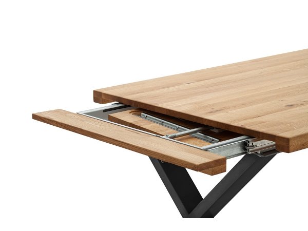 Rozkládací jídelní stůl z masivu BROOKLYN dub divoký/lak antracit