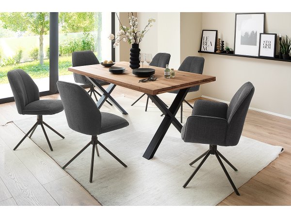 Rozkládací jídelní stůl z masivu BROOKLYN dub divoký/lak antracit