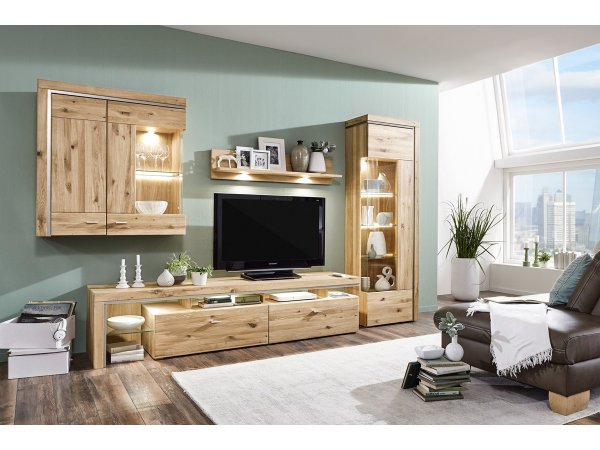 Nábytek z masivu do obývacího pokoje BRUNI dub sukatý bělený