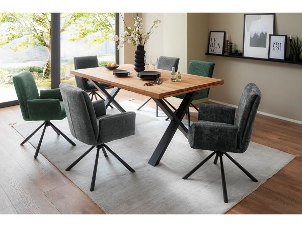 Rozkládací jídelní stůl z masivu BROOKLYN dub divoký/lak antracit