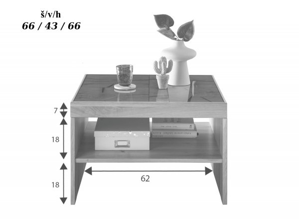 Konferenční stolek I z dubového masivu KARIS dub divoký 100% masiv