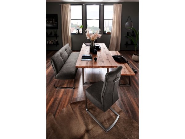 Jídelní stůl CASTELLO dub divoký přírodní/leštěná ocel