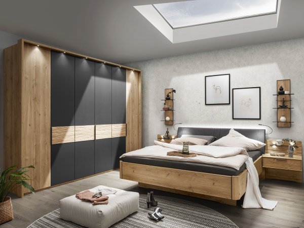 Šatní skříň CADIZ dub bianco/grafit